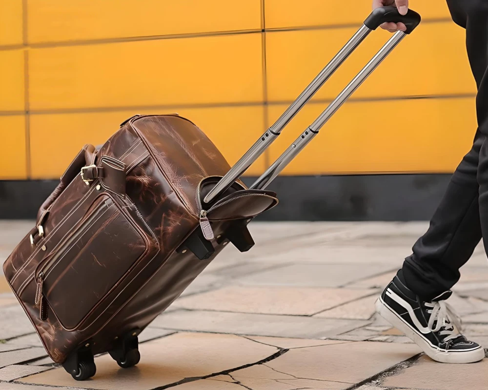 mens leather carry on travel bag